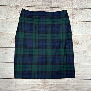 J. Crew Green and Navy Pencil Skirt